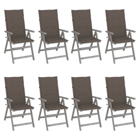 Reclining garden chairs and 8 solid acacia wood cushions by vidaXL, Garden chairs - Ref: Foro24-3075149, Price: 563,99 €, Dis...