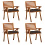 Garden chairs with cushions 4 units solid acacia wood by vidaXL, Garden chairs - Ref: Foro24-3075197, Price: 373,73 €, Discou...