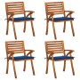 Garden chairs with cushions 4 units solid acacia wood by vidaXL, Garden chairs - Ref: Foro24-3075184, Price: 345,99 €, Discou...