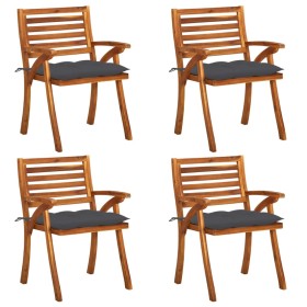 Garden chairs with cushions, 4 units, solid acacia wood. by vidaXL, Garden chairs - Ref: Foro24-3075189, Price: 373,27 €, Dis...