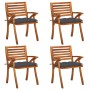 Garden chairs with cushions, 4 units, solid acacia wood. by vidaXL, Garden chairs - Ref: Foro24-3075189, Price: 373,73 €, Dis...