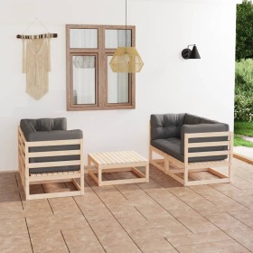 5-teiliges Gartenmöbel-Set mit Kissen aus massivem Kiefernholz von vidaXL, Gartensets - Ref: Foro24-3076304, Preis: 372,99 €,...