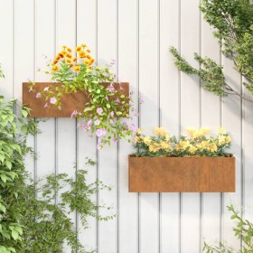 Jardineras de pared 2 uds acero corten oxidado 53x10x17 cm de vidaXL, Maceteros y jardineras - Ref: Foro24-823686, Precio: 43...