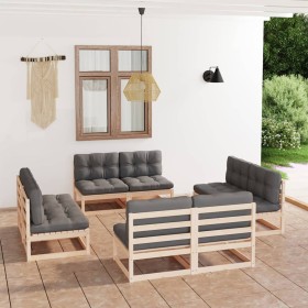 8-piece garden furniture set with solid pine wood cushions by vidaXL, Garden sets - Ref: Foro24-3076319, Price: 868,97 €, Dis...