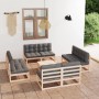 Juego de muebles de jardín 9 pzas y cojines madera pino maciza de vidaXL, Conjuntos de jardín - Ref: Foro24-3076324, Precio: ...