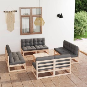 9-teiliges Gartenmöbel-Set mit Kissen aus massivem Kiefernholz von vidaXL, Gartensets - Ref: Foro24-3076324, Preis: 971,53 €,...