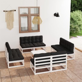 9-teiliges Gartenmöbel-Set mit Kissen aus massivem Kiefernholz von vidaXL, Gartensets - Ref: Foro24-3076325, Preis: 695,99 €,...