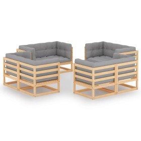 8-piece garden furniture set with solid pine wood cushions by vidaXL, Garden sets - Ref: Foro24-3076334, Price: 676,96 €, Dis...