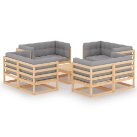 9-piece garden furniture set with solid pine wood cushions by vidaXL, Garden sets - Ref: Foro24-3076339, Price: 726,97 €, Dis...