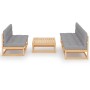 Garden furniture 6 pieces with cushions made of solid pine wood by vidaXL, Garden sets - Ref: Foro24-3076359, Price: 535,46 €...