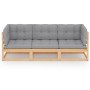 3-seater garden sofa with solid pine wood cushions by vidaXL, Outdoor sofas - Ref: Foro24-3076369, Price: 261,86 €, Discount: %