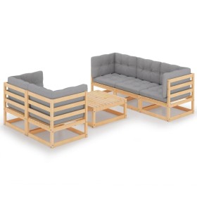 Garden furniture 6 pieces with cushions made of solid pine wood by vidaXL, Garden sets - Ref: Foro24-3076379, Price: 425,86 €...