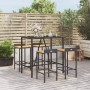 Gartentisch und Hocker Set 5 Teile aus Akazienholz PE Rattan schwarz von vidaXL, Gartensets - Ref: Foro24-3187676, Preis: 254...