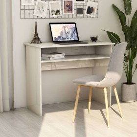 Escritorio de madera contrachapada blanco brillo 90x50x74 cm de vidaXL, Escritorios - Ref: Foro24-801176, Precio: 63,61 €, De...