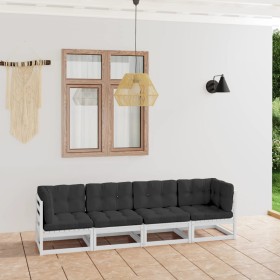 4-seater garden sofa with solid pine wood cushions by vidaXL, Outdoor sofas - Ref: Foro24-3076410, Price: 321,07 €, Discount: %