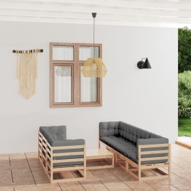 8-piece garden furniture set with solid pine wood cushions by vidaXL, Garden sets - Ref: Foro24-3076419, Price: 668,99 €, Dis...