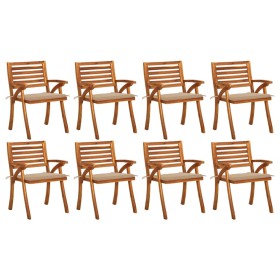 Garden chairs 8 units solid teak wood with cushions by vidaXL, Garden chairs - Ref: Foro24-3075204, Price: 652,21 €, Discount: %