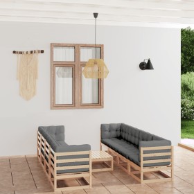 9-piece garden furniture set with solid pine wood cushions by vidaXL, Garden sets - Ref: Foro24-3076424, Price: 833,10 €, Dis...