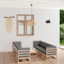 9-piece garden furniture set with solid pine wood cushions by vidaXL, Garden sets - Ref: Foro24-3076424, Price: 832,26 €, Dis...