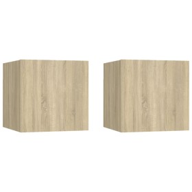 Mesitas noche 2 uds madera ingeniería roble Sonoma 30,5x30x30cm de vidaXL, Mesitas de noche - Ref: Foro24-3079716, Precio: 45...