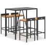 Bar table and garden stools 5 pieces acacia wood black PE rattan by vidaXL, Garden sets - Ref: Foro24-3187676, Price: 254,99 ...