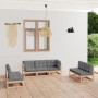 Garden furniture 7 pieces with cushions made of solid pine wood by vidaXL, Garden sets - Ref: Foro24-3076469, Price: 673,82 €...