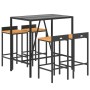 Bar table and garden stools 5 pieces acacia wood black PE rattan by vidaXL, Garden sets - Ref: Foro24-3187676, Price: 254,99 ...