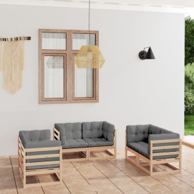 6-piece garden furniture set with solid pine wood cushions by vidaXL, Garden sets - Ref: Foro24-3076489, Price: 480,99 €, Dis...