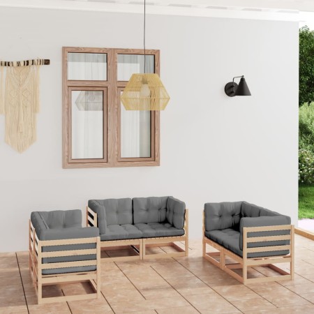 6-piece garden furniture set with solid pine wood cushions by vidaXL, Garden sets - Ref: Foro24-3076489, Price: 483,82 €, Dis...