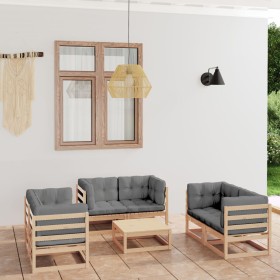 7-piece garden furniture set with solid pine wood cushions by vidaXL, Garden sets - Ref: Foro24-3076494, Price: 532,99 €, Dis...