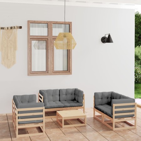 7-piece garden furniture set with solid pine wood cushions by vidaXL, Garden sets - Ref: Foro24-3076494, Price: 534,51 €, Dis...