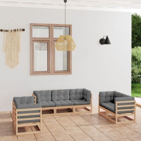 7-piece garden furniture set with solid pine wood cushions by vidaXL, Garden sets - Ref: Foro24-3076499, Price: 612,99 €, Dis...