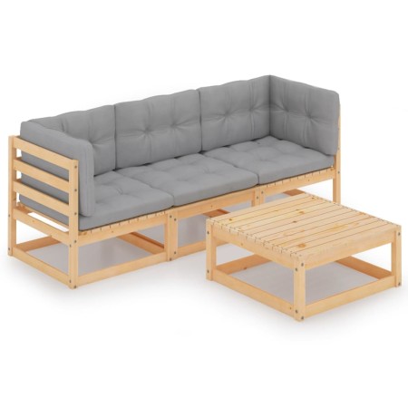 Garden furniture 4 pieces with cushions made of solid pine wood by vidaXL, Garden sets - Ref: Foro24-3076374, Price: 265,23 €...