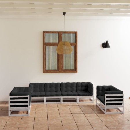 Garden furniture 8 pieces with cushions made of solid pine wood by vidaXL, Garden sets - Ref: Foro24-3076510, Price: 681,87 €...