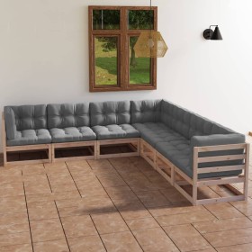 7-teiliges Gartenmöbel-Set mit Kissen aus massivem Kiefernholz von vidaXL, Gartensets - Ref: Foro24-3076554, Preis: 681,96 €,...