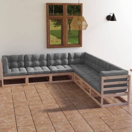 7-piece garden furniture set with solid pine wood cushions by vidaXL, Garden sets - Ref: Foro24-3076554, Price: 685,54 €, Dis...