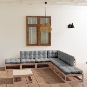 Garden furniture 8 pieces with cushions made of solid pine wood by vidaXL, Garden sets - Ref: Foro24-3076559, Price: 629,99 €...