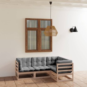 Garden furniture 4 pieces with cushions made of solid pine wood by vidaXL, Garden sets - Ref: Foro24-3076594, Price: 347,90 €...