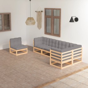 Gartenmöbel 6-teilig mit Kissen aus massivem Kiefernholz von vidaXL, Gartensets - Ref: Foro24-3076634, Preis: 557,99 €, Rabat...