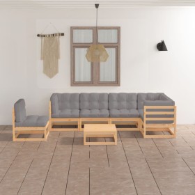 7-piece garden furniture set with solid pine wood cushions by vidaXL, Garden sets - Ref: Foro24-3076639, Price: 607,99 €, Dis...