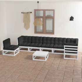 Garden furniture 8 pieces and cushions solid pine wood by vidaXL, Garden sets - Ref: Foro24-3076650, Price: 633,99 €, Discoun...