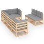 Garden furniture set 7 pieces and cushions solid pine wood by vidaXL, Garden sets - Ref: Foro24-3076654, Price: 685,54 €, Dis...