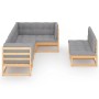 Garden furniture set 7 pieces and cushions solid pine wood by vidaXL, Garden sets - Ref: Foro24-3076654, Price: 685,54 €, Dis...