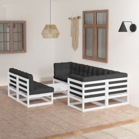 Garden furniture 8 pieces and cushions solid pine wood by vidaXL, Garden sets - Ref: Foro24-3076660, Price: 633,99 €, Discoun...