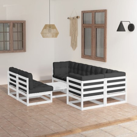 Garden furniture 8 pieces and cushions solid pine wood by vidaXL, Garden sets - Ref: Foro24-3076660, Price: 636,42 €, Discoun...