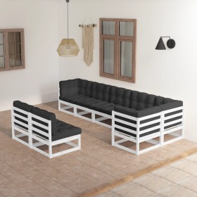 Garden furniture 8 pieces and cushions solid pine wood by vidaXL, Garden sets - Ref: Foro24-3076665, Price: 780,99 €, Discoun...