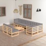 Garden furniture set 9 pieces and cushions solid pine wood by vidaXL, Garden sets - Ref: Foro24-3076669, Price: 832,01 €, Dis...