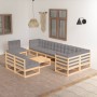 Garden furniture set 10 pieces and cushions solid pine wood by vidaXL, Garden sets - Ref: Foro24-3076689, Price: 944,74 €, Di...