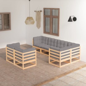 Gartenmöbel-Set 7-teilig und Kissen aus massivem Kiefernholz von vidaXL, Gartensets - Ref: Foro24-3076694, Preis: 632,12 €, R...