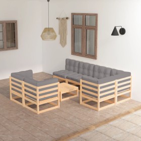 Gartenmöbel 8-teilig und Kissen aus massivem Kiefernholz von vidaXL, Gartensets - Ref: Foro24-3076699, Preis: 668,99 €, Rabat...